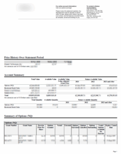 price history over statement