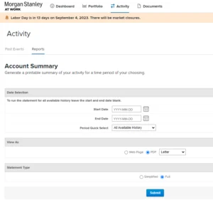 morgan stanley account summary